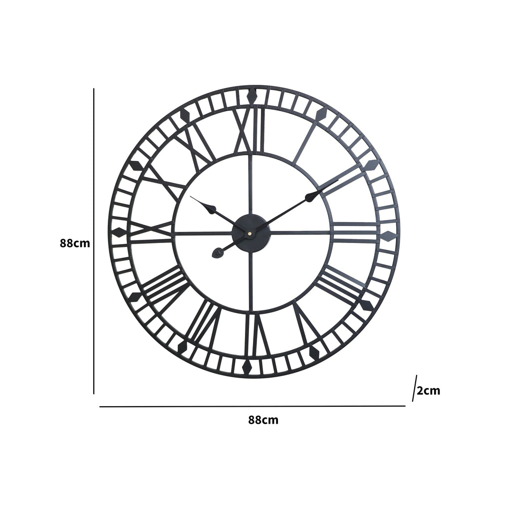 Large Black Iron Skeleton Wall Clock