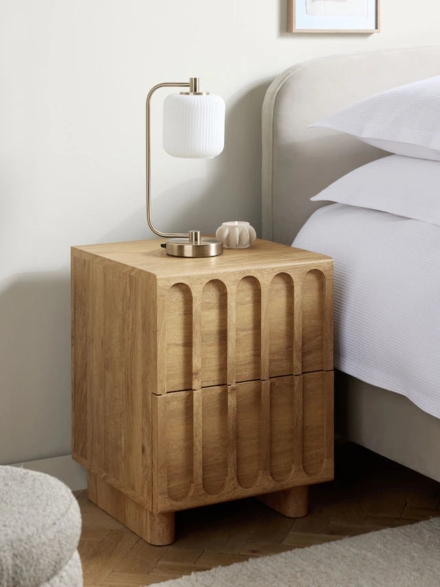 Mid Natural Floyd Mango Effect 2 Drawer Bedside Table