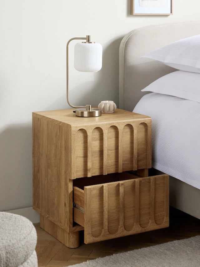 Mid Natural Floyd Mango Effect 2 Drawer Bedside Table