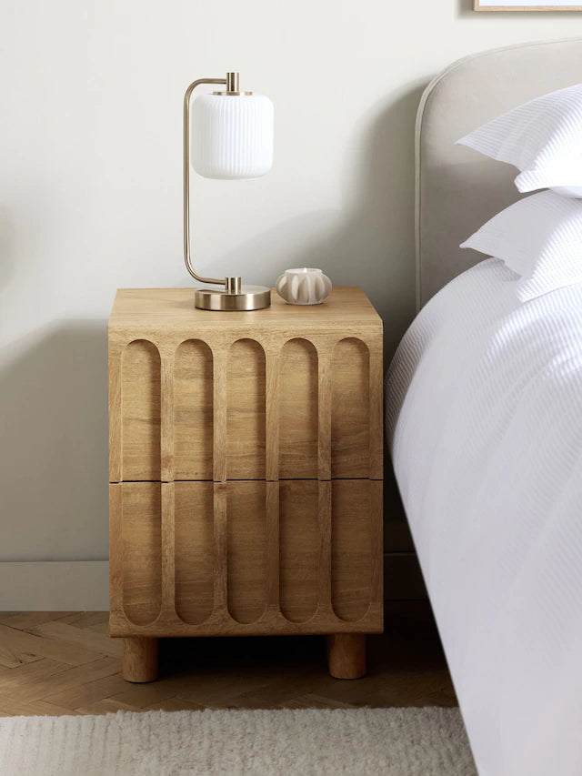 Mid Natural Floyd Mango Effect 2 Drawer Bedside Table