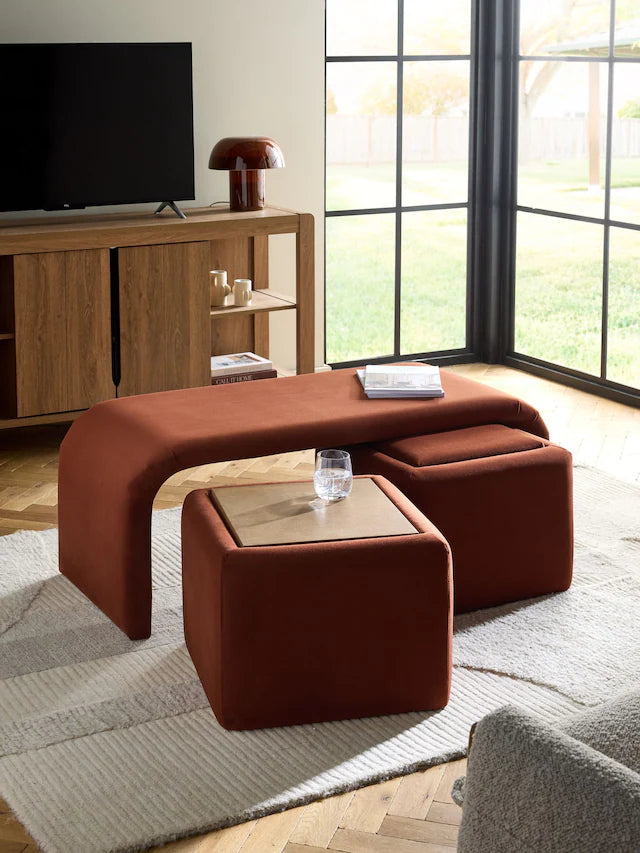 Soft Velvet Rust Brown Sidney Coffee Table