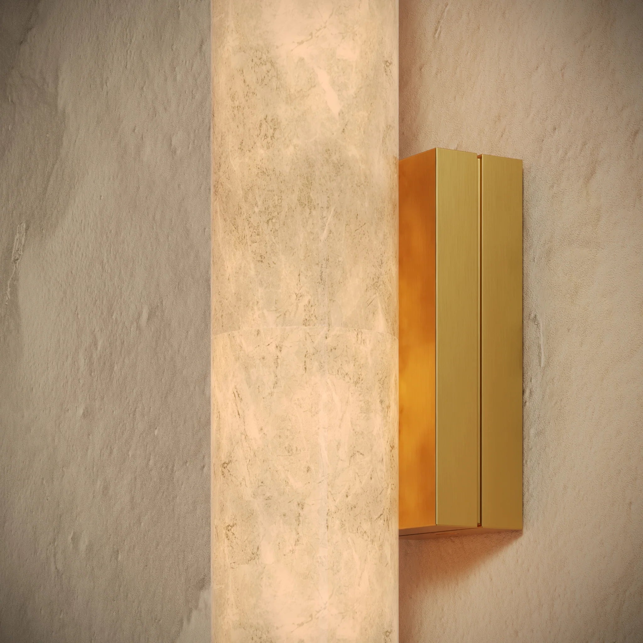 WALL SCONCE LIGHT WITH BRUSHED GOLD FITTINGS