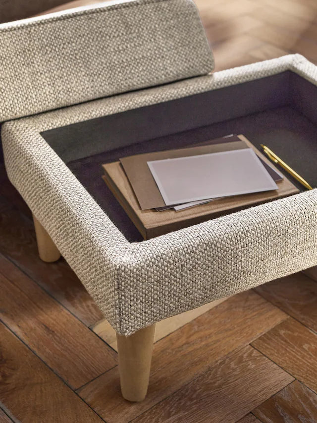 Chunky Weave Mid Natural Sherlock Storage Footstool