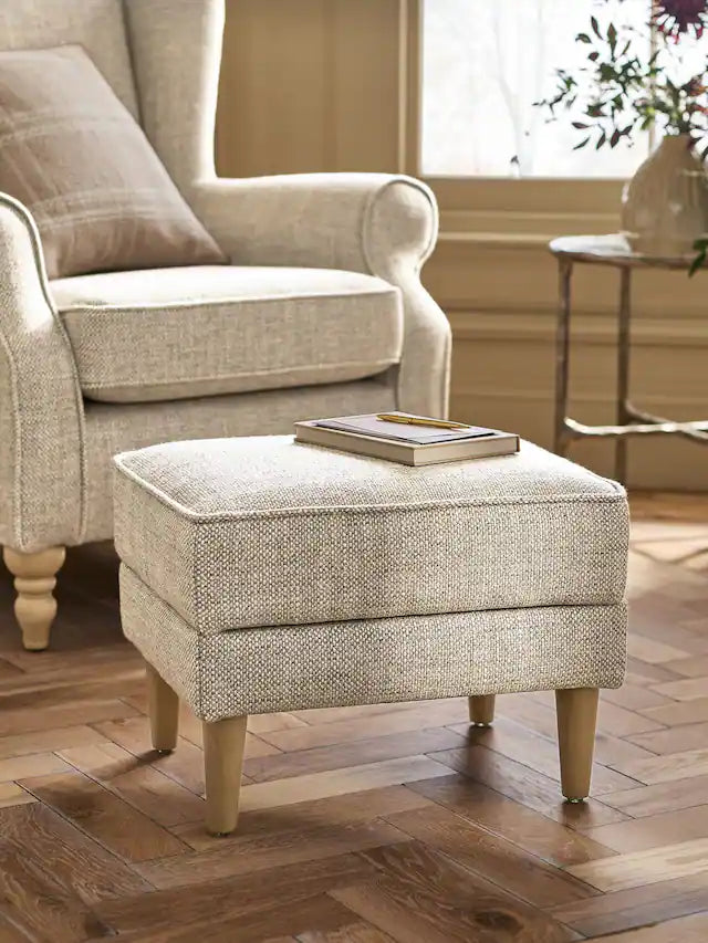 Chunky Weave Mid Natural Sherlock Storage Footstool