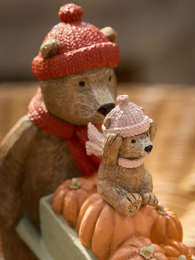 The Bear and Baby Autumn Pumpkin Picking Ornament